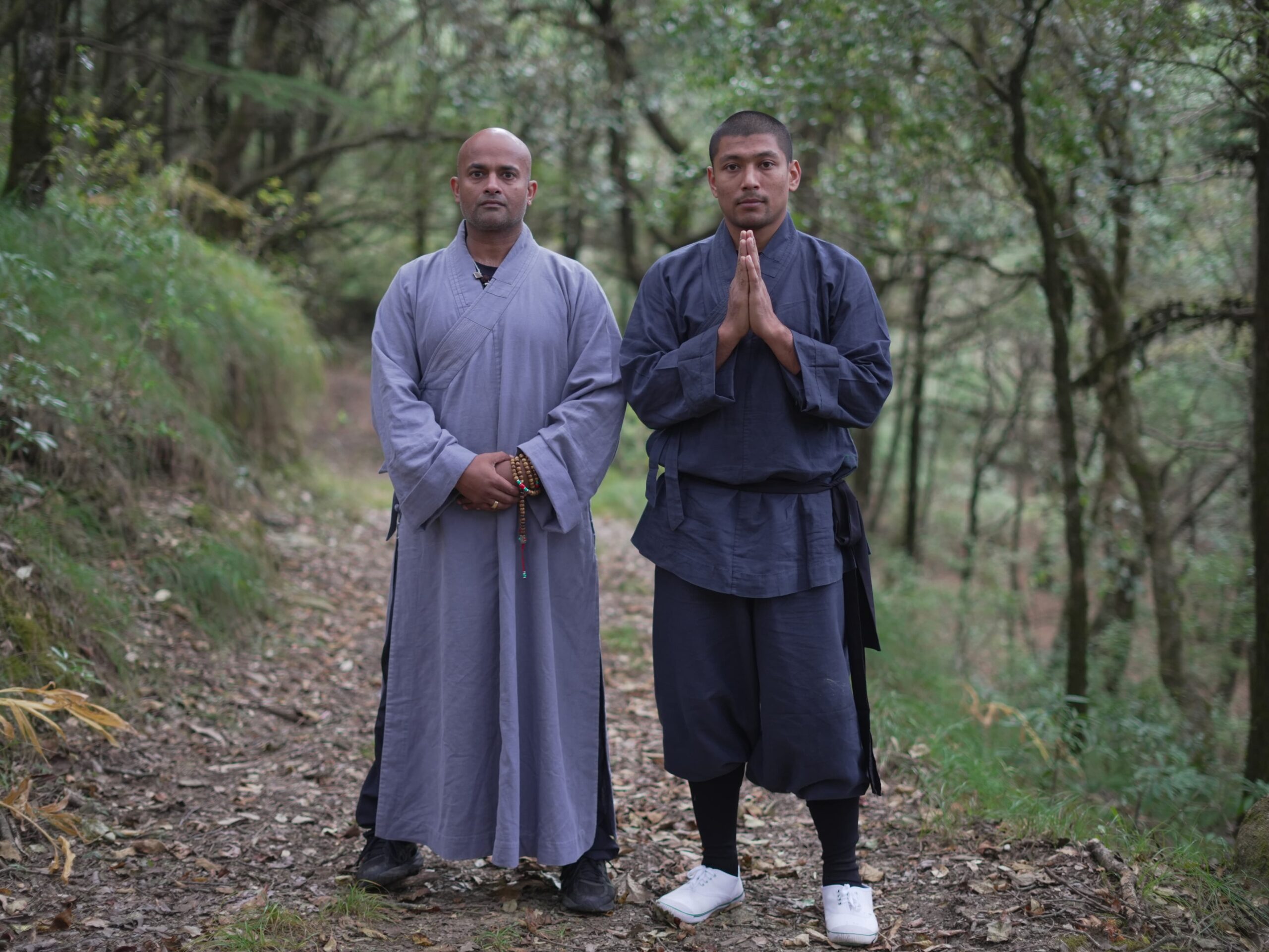 shaolin kung fu punjab head praveen shrestha with abert of shaolin temple india